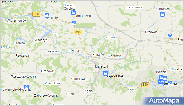 mapa Rogalów gmina Wąwolnica, Rogalów gmina Wąwolnica na mapie Targeo