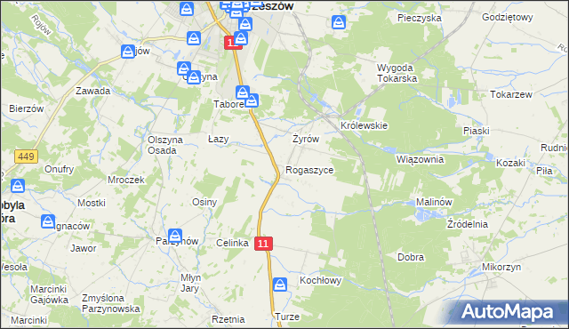 mapa Rogaszyce gmina Ostrzeszów, Rogaszyce gmina Ostrzeszów na mapie Targeo