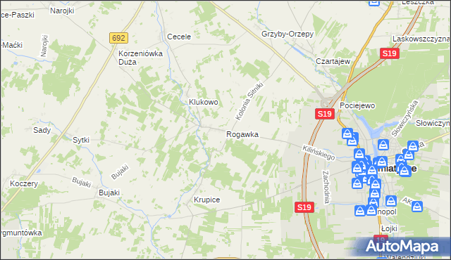 mapa Rogawka, Rogawka na mapie Targeo