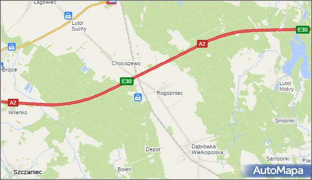 mapa Rogoziniec, Rogoziniec na mapie Targeo