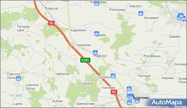 mapa Rojęczyn, Rojęczyn na mapie Targeo