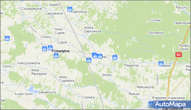 mapa Rojków gmina Poświętne, Rojków gmina Poświętne na mapie Targeo