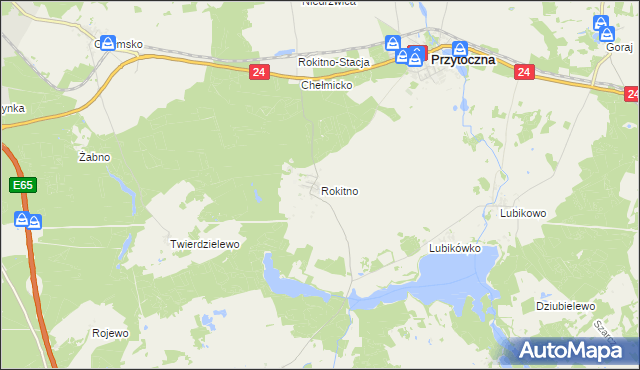 mapa Rokitno gmina Przytoczna, Rokitno gmina Przytoczna na mapie Targeo