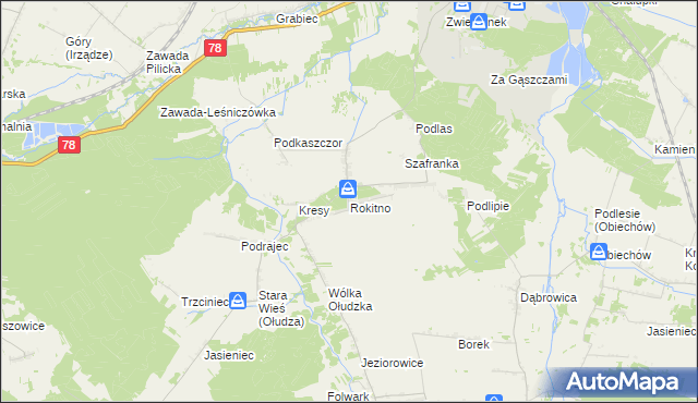 mapa Rokitno gmina Szczekociny, Rokitno gmina Szczekociny na mapie Targeo