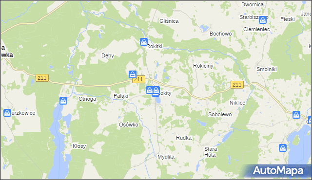mapa Rokity gmina Czarna Dąbrówka, Rokity gmina Czarna Dąbrówka na mapie Targeo