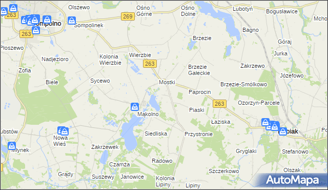 mapa Romanowo gmina Sompolno, Romanowo gmina Sompolno na mapie Targeo