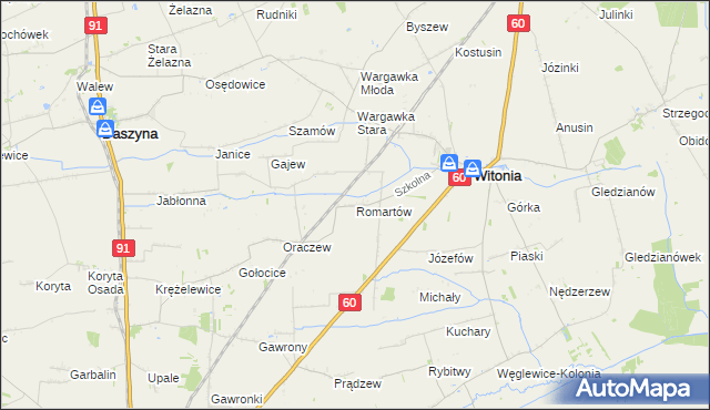 mapa Romartów, Romartów na mapie Targeo