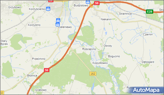 mapa Rościęcino, Rościęcino na mapie Targeo