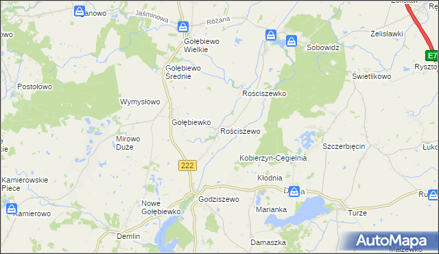 mapa Rościszewo gmina Trąbki Wielkie, Rościszewo gmina Trąbki Wielkie na mapie Targeo