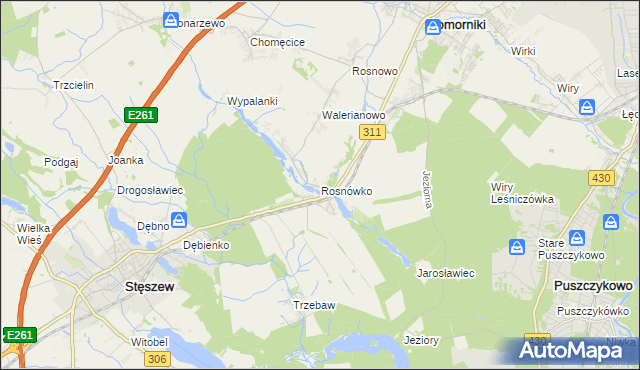 mapa Rosnówko gmina Komorniki, Rosnówko gmina Komorniki na mapie Targeo