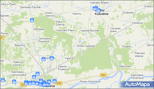 mapa Rostki-Daćbogi, Rostki-Daćbogi na mapie Targeo