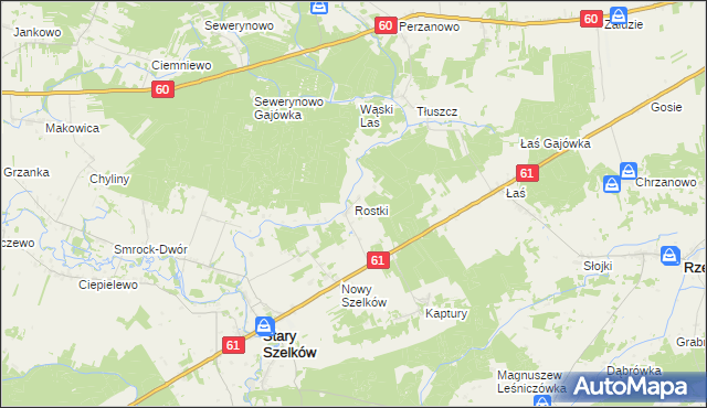 mapa Rostki gmina Szelków, Rostki gmina Szelków na mapie Targeo