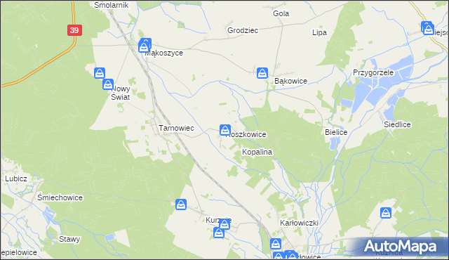 mapa Roszkowice gmina Lubsza, Roszkowice gmina Lubsza na mapie Targeo