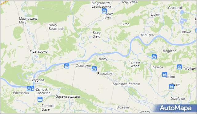 mapa Rowy gmina Obryte, Rowy gmina Obryte na mapie Targeo