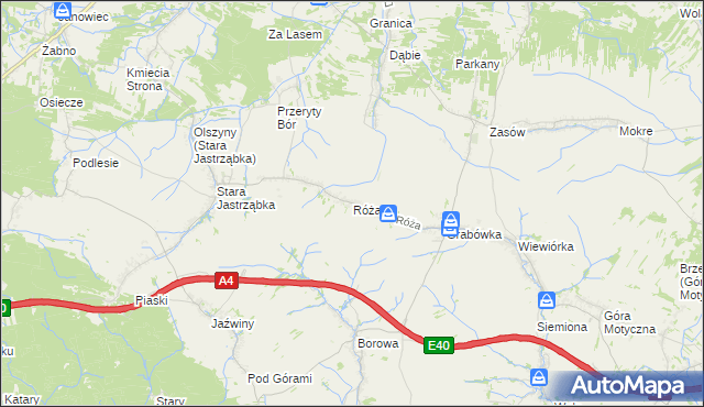 mapa Róża gmina Czarna, Róża gmina Czarna na mapie Targeo