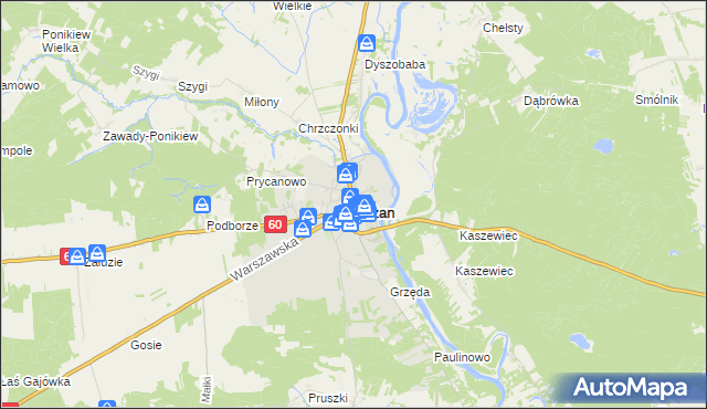 mapa Różan, Różan na mapie Targeo