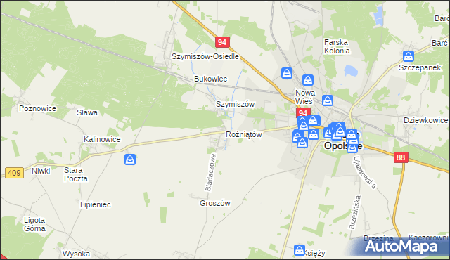 mapa Rożniątów, Rożniątów na mapie Targeo