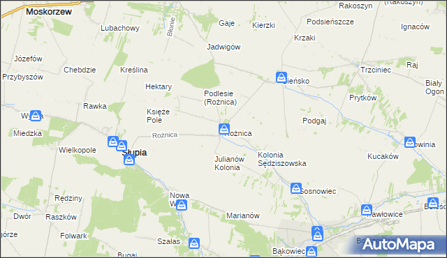 mapa Rożnica, Rożnica na mapie Targeo