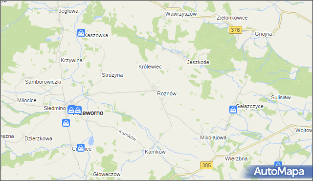 mapa Rożnów gmina Przeworno, Rożnów gmina Przeworno na mapie Targeo
