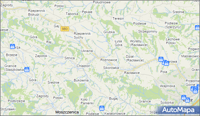 mapa Rożnowice gmina Biecz, Rożnowice gmina Biecz na mapie Targeo