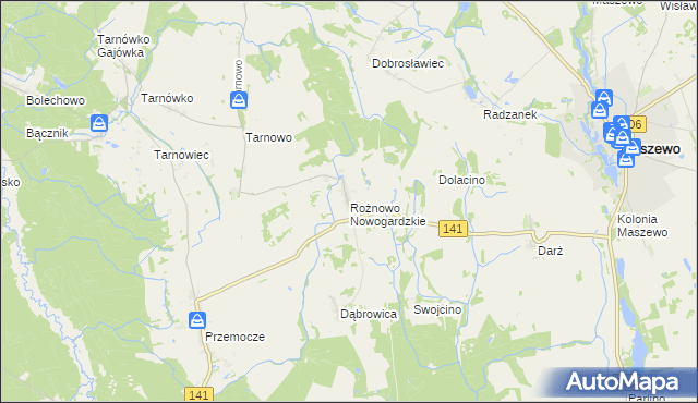 mapa Rożnowo Nowogardzkie, Rożnowo Nowogardzkie na mapie Targeo