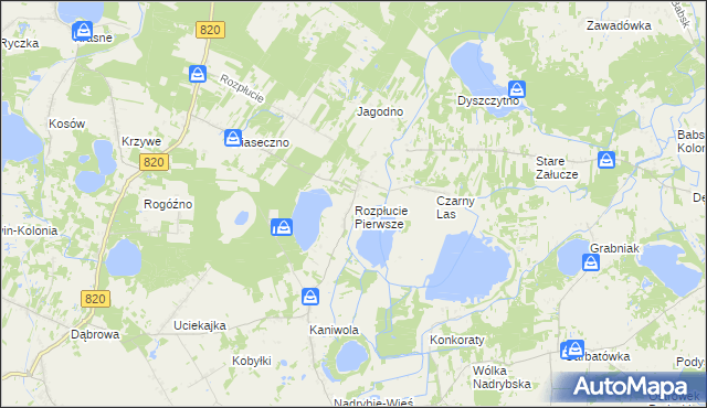 mapa Rozpłucie Pierwsze, Rozpłucie Pierwsze na mapie Targeo