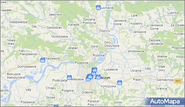 mapa Roztoka gmina Zakliczyn, Roztoka gmina Zakliczyn na mapie Targeo
