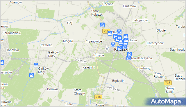 mapa Różyca, Różyca na mapie Targeo