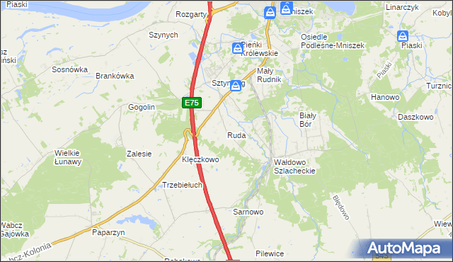 mapa Ruda gmina Grudziądz, Ruda gmina Grudziądz na mapie Targeo