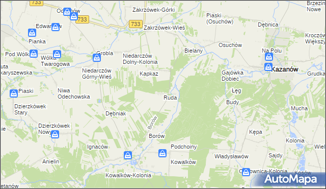 mapa Ruda gmina Kazanów, Ruda gmina Kazanów na mapie Targeo