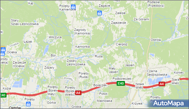 mapa Ruda gmina Sędziszów Małopolski, Ruda gmina Sędziszów Małopolski na mapie Targeo