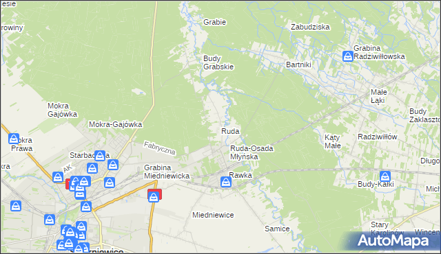 mapa Ruda gmina Skierniewice, Ruda gmina Skierniewice na mapie Targeo