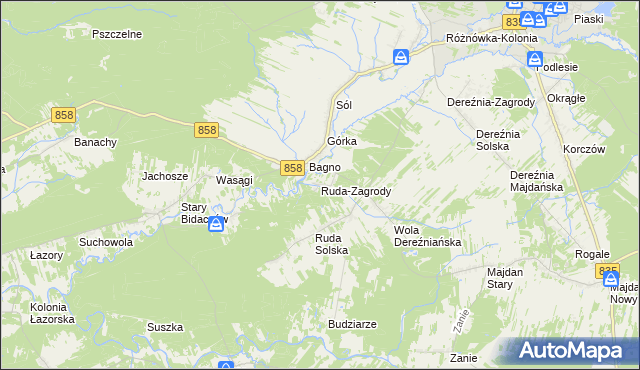 mapa Ruda-Zagrody, Ruda-Zagrody na mapie Targeo