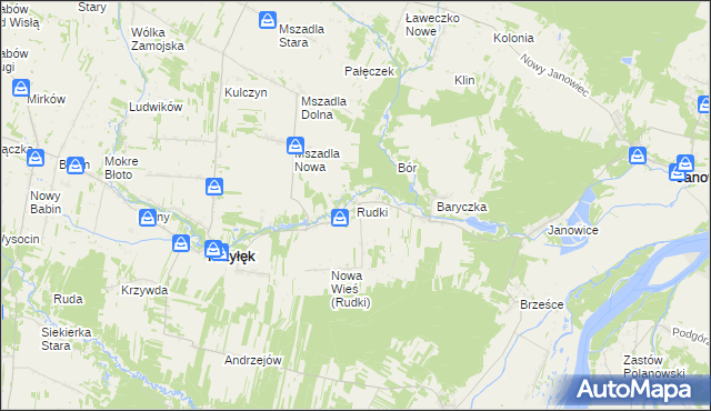 mapa Rudki gmina Przyłęk, Rudki gmina Przyłęk na mapie Targeo