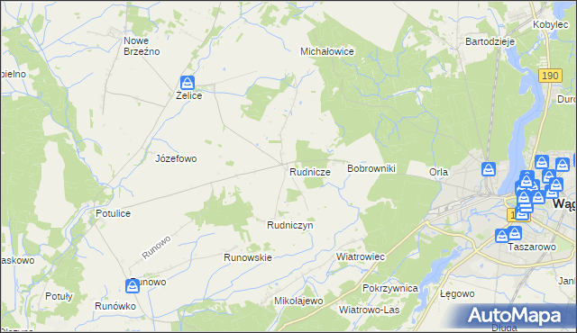 mapa Rudnicze gmina Wągrowiec, Rudnicze gmina Wągrowiec na mapie Targeo