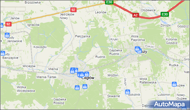 mapa Rudnik gmina Cegłów, Rudnik gmina Cegłów na mapie Targeo