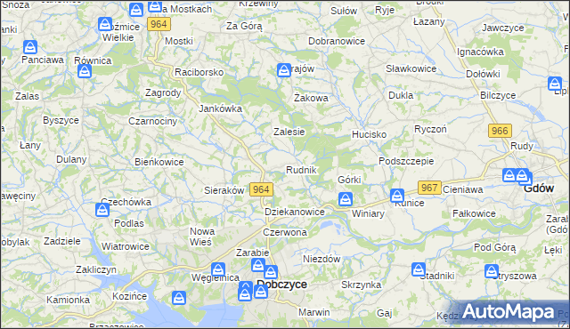 mapa Rudnik gmina Dobczyce, Rudnik gmina Dobczyce na mapie Targeo