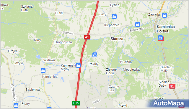 mapa Rudnik Mały gmina Starcza, Rudnik Mały gmina Starcza na mapie Targeo