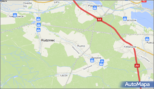 mapa Rudno gmina Rudziniec, Rudno gmina Rudziniec na mapie Targeo
