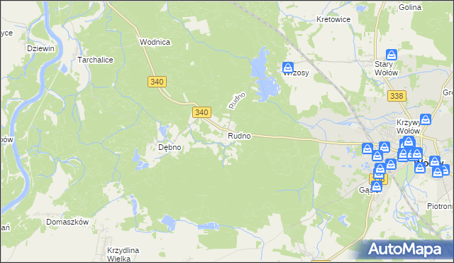 mapa Rudno gmina Wołów, Rudno gmina Wołów na mapie Targeo