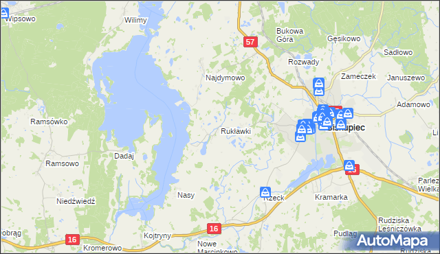 mapa Rukławki, Rukławki na mapie Targeo