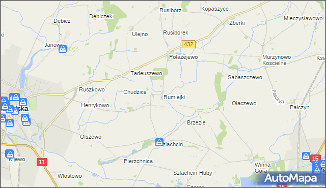 mapa Rumiejki gmina Środa Wielkopolska, Rumiejki gmina Środa Wielkopolska na mapie Targeo