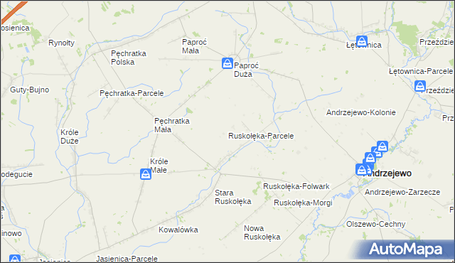 mapa Ruskołęka-Parcele, Ruskołęka-Parcele na mapie Targeo