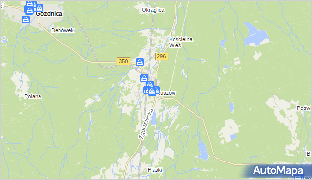 mapa Ruszów gmina Węgliniec, Ruszów gmina Węgliniec na mapie Targeo