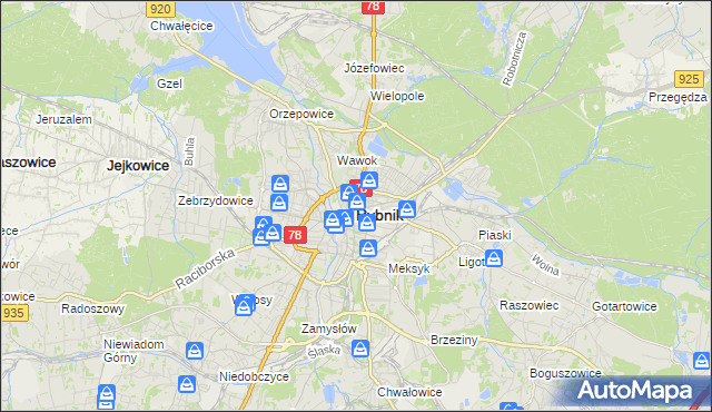 mapa Rybnika, Rybnik na mapie Targeo