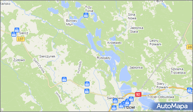 mapa Rybojady, Rybojady na mapie Targeo