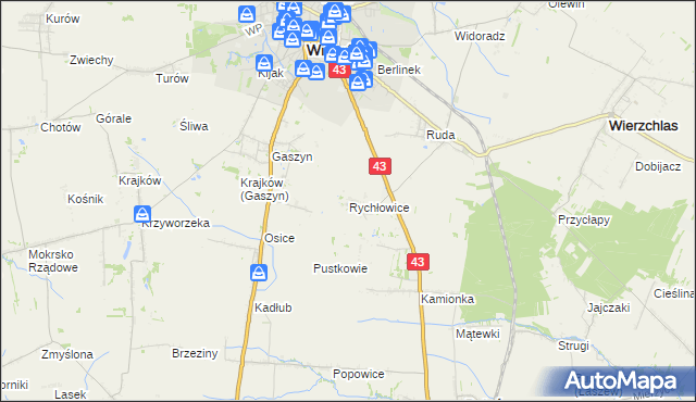 mapa Rychłowice, Rychłowice na mapie Targeo