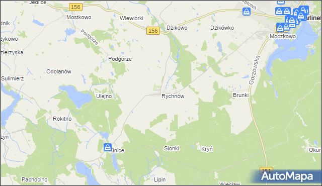 mapa Rychnów gmina Barlinek, Rychnów gmina Barlinek na mapie Targeo