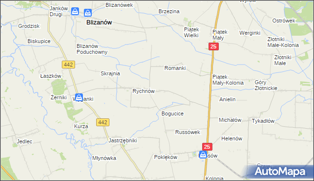 mapa Rychnów-Kolonia, Rychnów-Kolonia na mapie Targeo