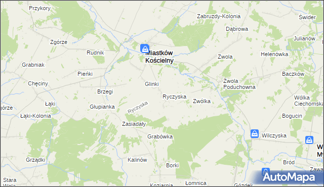 mapa Ryczyska, Ryczyska na mapie Targeo